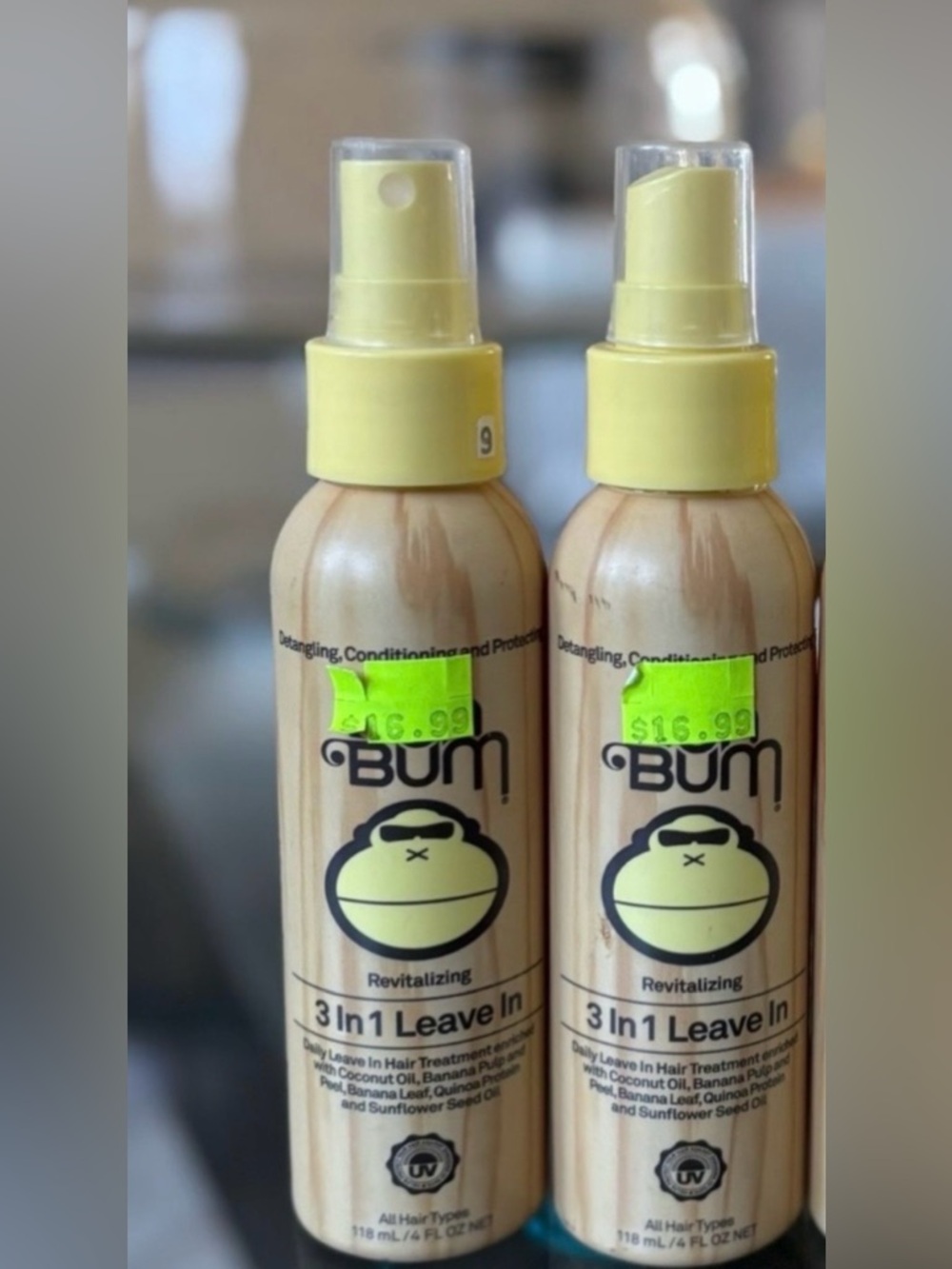 Bundle and Save! (2)Sun Bum 3-in-1 Leave-In Hair Conditioner Spray - Yellow